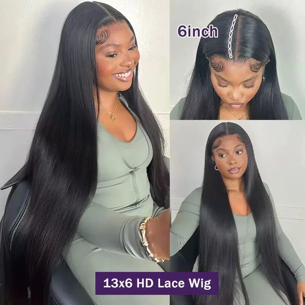 Straight Lace Front Wigs Human Hair 250% Density 13x4 Full Frontal Transparent HD Lace Wig Glueless Wigs 13x6 Lace Frontal Wigs BareGlow