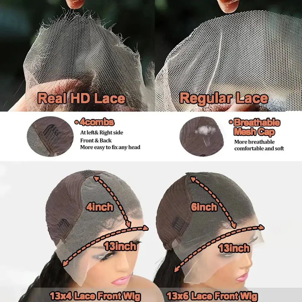 Straight Lace Front Wigs Human Hair 250% Density 13x4 Full Frontal Transparent HD Lace Wig Glueless Wigs 13x6 Lace Frontal Wigs BareGlow