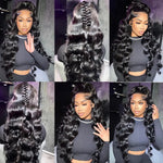 HD 13x6 Loose Nature Wave Lace Front Human Hair Wigs 250% Transparent 30 40 Inch 13x4 Full Deep Water Wave Lace Frontal Wigs BareGlow