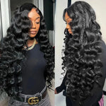 HD 13x6 Loose Nature Wave Lace Front Human Hair Wigs 250% Transparent 30 40 Inch 13x4 Full Deep Water Wave Lace Frontal Wigs BareGlow