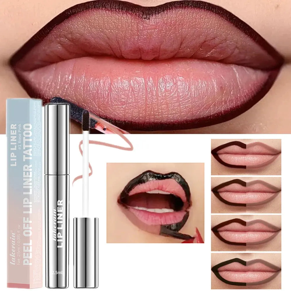 Waterproof Lip Liner Peel Off Tattoo Lipgloss Waterproof Long Lasting Matte Lip Tint Brown Contour Tear-off Lips Stain Cosmetic BareGlow
