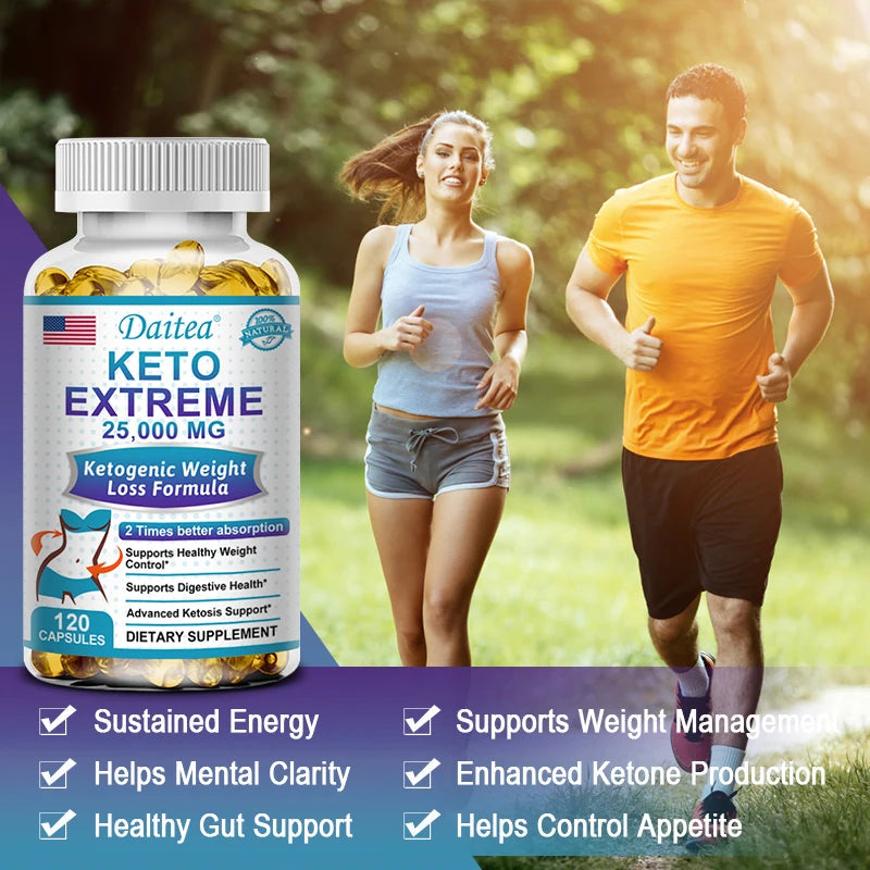 Daitea Keto Supplement 25000mg – Supports healthy eating, weight management, supports immunity, 120 capsules supplements BareGlow