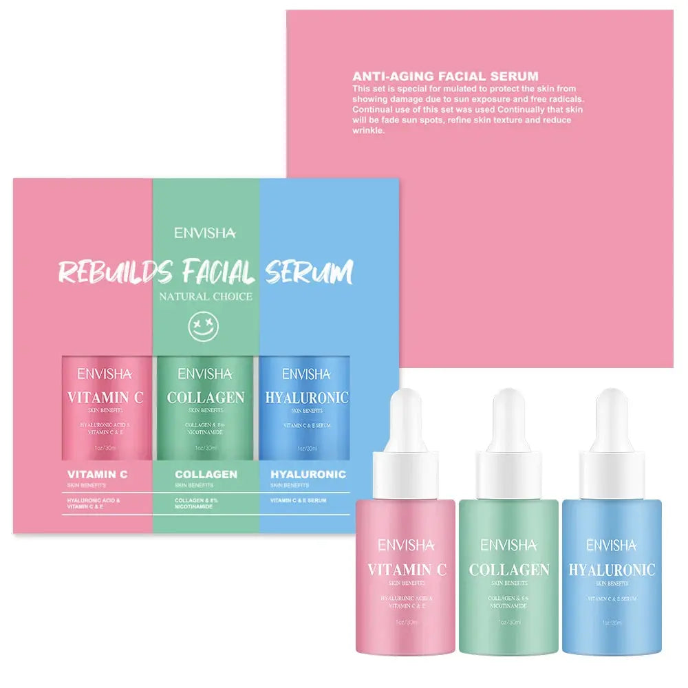 Skin Care Set Facial Serum Collagen Hyaluronic Acid Vitamin Anti-aging Wrinkle Whitening Moisturizing Remove Acne Face Essence BareGlow