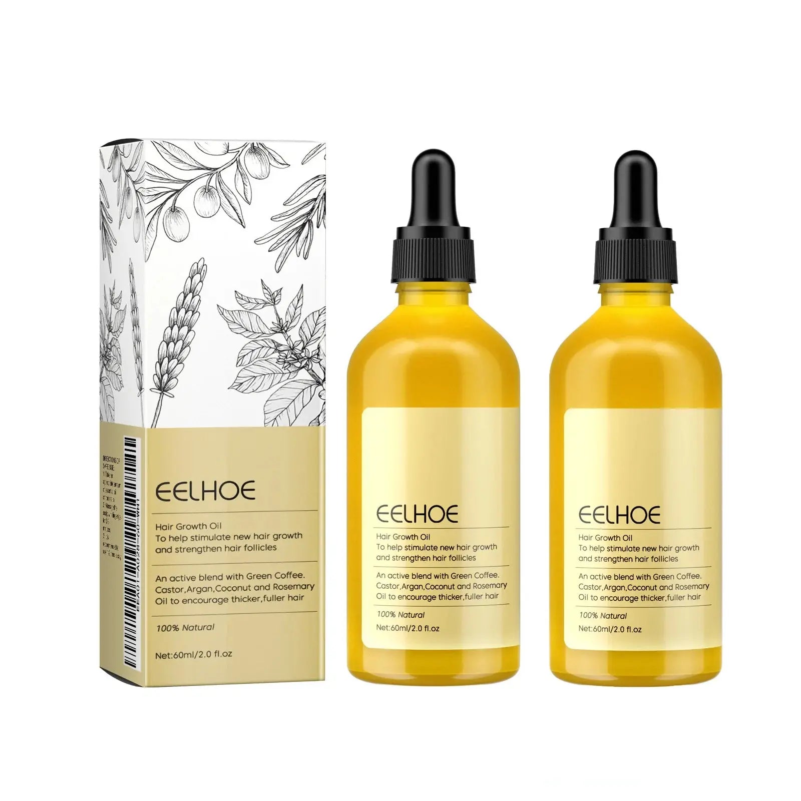 1/2/3pcs Natural Hair Growth Oil Rosemary Anti Hair Loss Regrowth Moisturizing Repair Anti Baldness Fast Hair Growth Serum Oil BareGlow