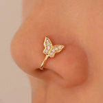 Fashion Gold Color Dragon Butterfly Fake Nose Ring for Women Africa Copper Helix U Shape Faux Aro Nariz Piercing BareGlow