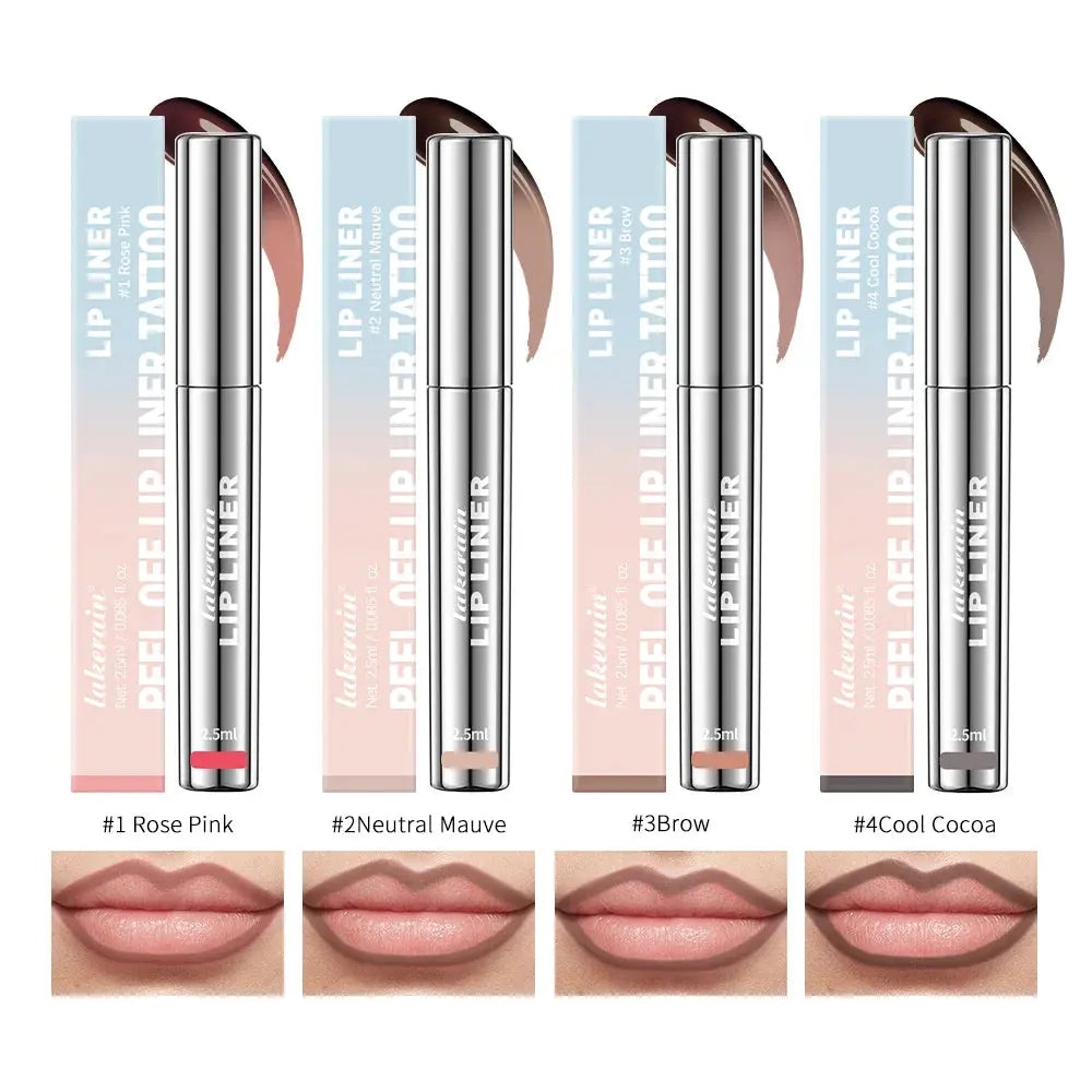 Waterproof Lip Liner Peel Off Tattoo Lipgloss Waterproof Long Lasting Matte Lip Tint Brown Contour Tear-off Lips Stain Cosmetic BareGlow