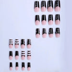 24Pcs French Square Press On Nails Dark Style Matte Finish Press On Nails Artificial Manicure Tool Nail Tips Wearable Fake Nails BareGlow