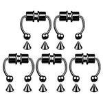 5pcs Stainless Steel Magnet Fake Nose Ring Hoop Fake Piercing Hoop Septum Rings For Women Fashion Gothic Rock Body Jewelry Gifts BareGlow
