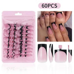 60PCS/box High Quality Nail Art Tips Toe Press On Nails White Black Pink Blue French Tips False Nails Tip Fake Nails Short BareGlow