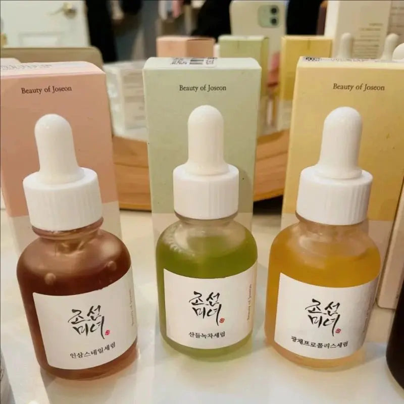 Korean Facial Moisturizing Calming Revive Glow Deep Serum Green Tea Panthenol Propolis Niacinamide Ginseng Snail Mucin Rice Skin BareGlow