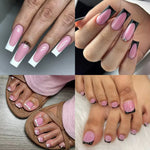 60PCS/box High Quality Nail Art Tips Toe Press On Nails White Black Pink Blue French Tips False Nails Tip Fake Nails Short BareGlow