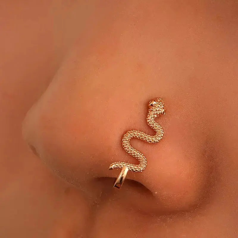 Fashion Gold Color Dragon Butterfly Fake Nose Ring for Women Africa Copper Helix U Shape Faux Aro Nariz Piercing BareGlow