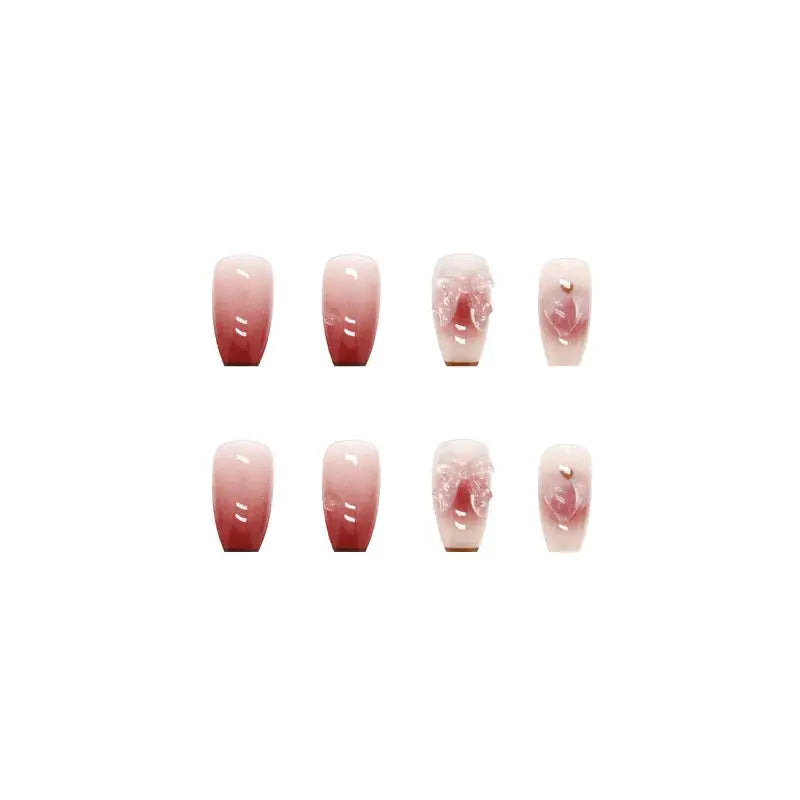 24 pieces of short trapezoid press-on nails, paired with 1 piece of jelly glue and 1 nail file BareGlow
