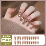 24 Pcs Pink French 3D Flower Decorations for Fake Nails Almond Press on Nails Acrylic Artificial Reusable False Nails Self-nail BareGlow