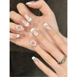 10 Pieces Medium Square Hand Press Nails, Suitable For Party And Daily Wear, Pink, Pink Nails BareGlow