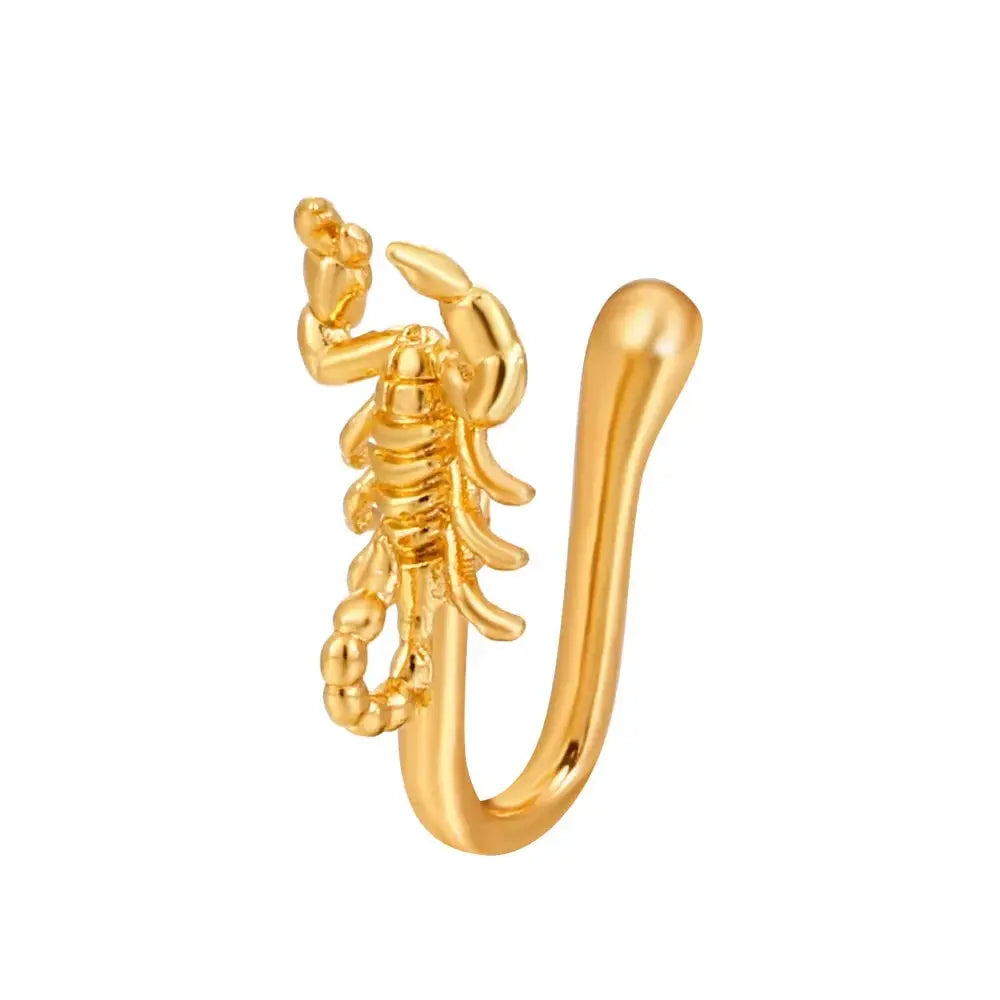 Fashion Gold Color Dragon Butterfly Fake Nose Ring for Women Africa Copper Helix U Shape Faux Aro Nariz Piercing BareGlow