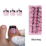 30pcs Square ToeNail Tips Summer French Gradient False Toe Nails Wearable Short Square Foot Nails Set Press On Nail BareGlow