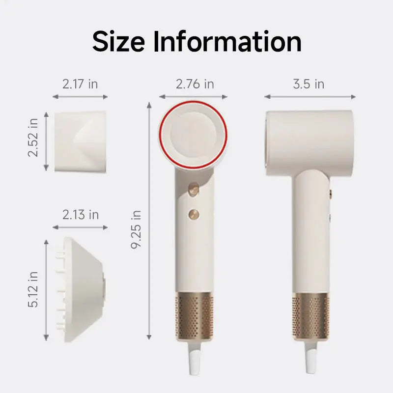 DOCO LAB High Speed Hair Dryer 110V US 110,000 RPM 200M Negative Ions ALCI Plug Lightweight Ionic Blow Dryer Fast Drying BareGlow