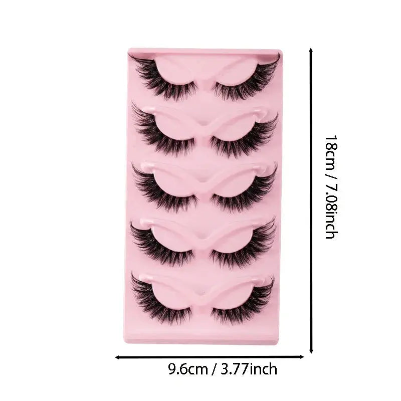 5 Pairs Cat Eye Lashes Faux Mink Eyelashes Natural long Manga Lashes Winged End Eye Elongated Eyelashes Fake Lashes Makeup BareGlow
