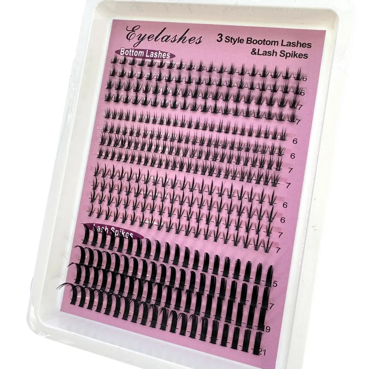 Bottom(6-7mm)&Spiky Lashes Clusters Volume Individual Lashes Cluster Extensions Spikes Lashes Clusters DIY Fairy/Manga Eyelash BareGlow