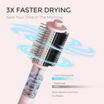Hair Blow Dryer Brush for salon-style blowouts, lightweight ionic plastic in pink, 3X faster drying with shine, volume, anti-fr BareGlow