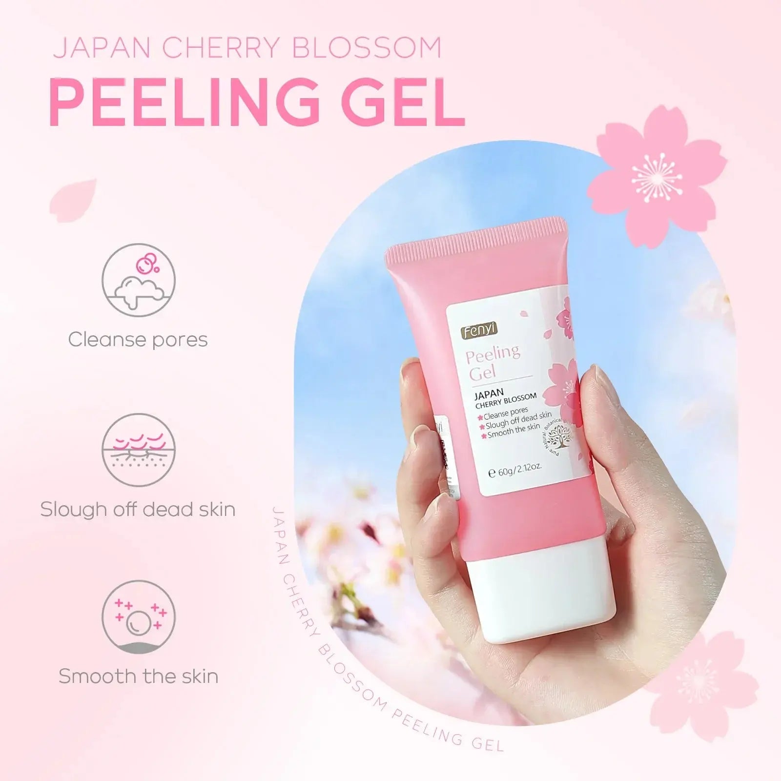 Sakura Face Deep Cleaning Exfoliating Gel Skin Care Whitening Moisturizer Repair Facial Scrub Skin Care 60g BareGlow