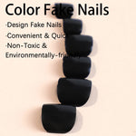 24pcs Black False Toenails Solid Color Glossy Fake Toenails Wearable Full Cover Ins Square Press on Toenail Patch for Girl Women BareGlow