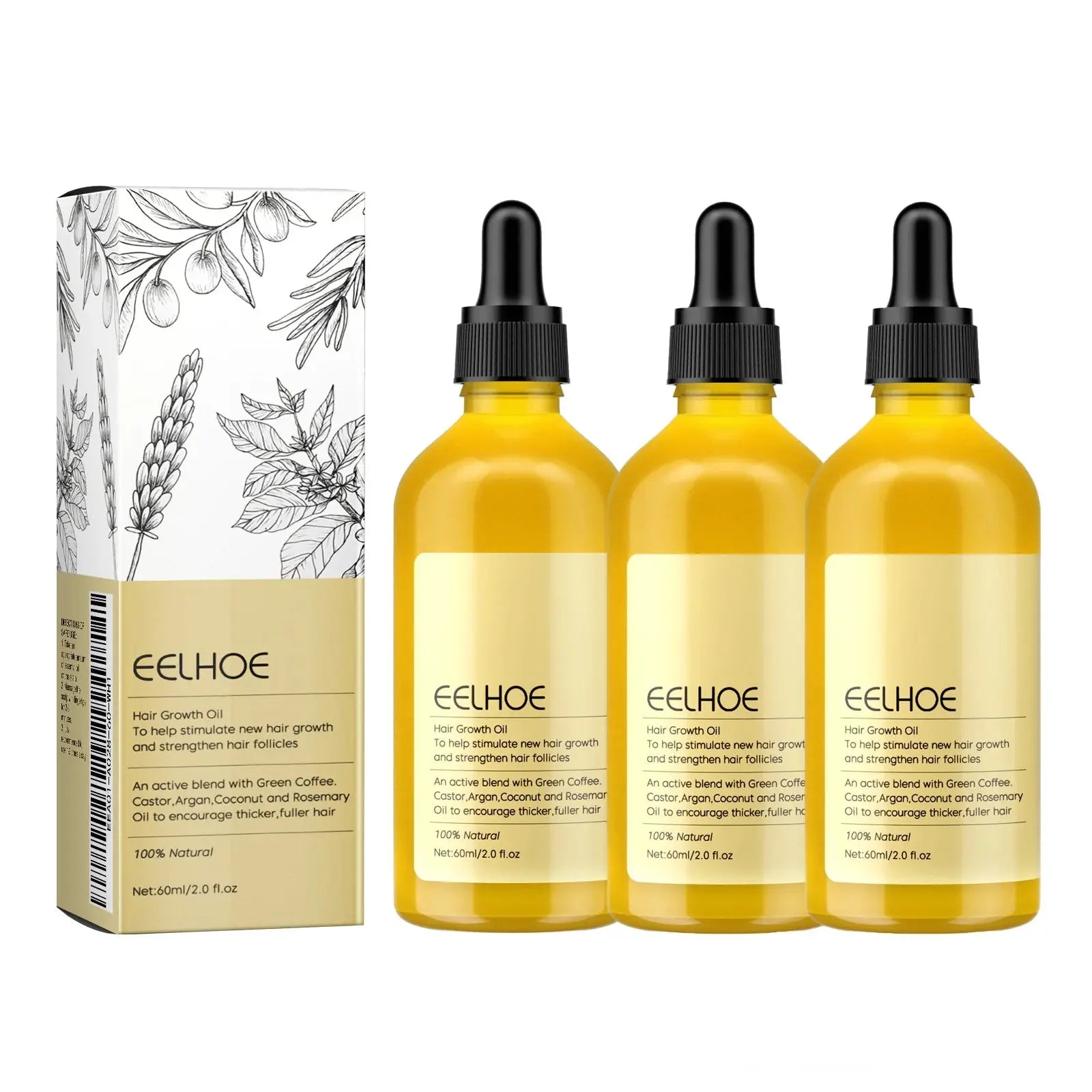 1/2/3pcs Natural Hair Growth Oil Rosemary Anti Hair Loss Regrowth Moisturizing Repair Anti Baldness Fast Hair Growth Serum Oil BareGlow