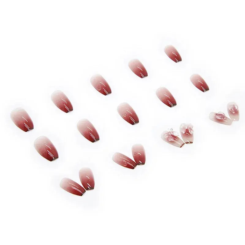 24 pieces of short trapezoid press-on nails, paired with 1 piece of jelly glue and 1 nail file BareGlow