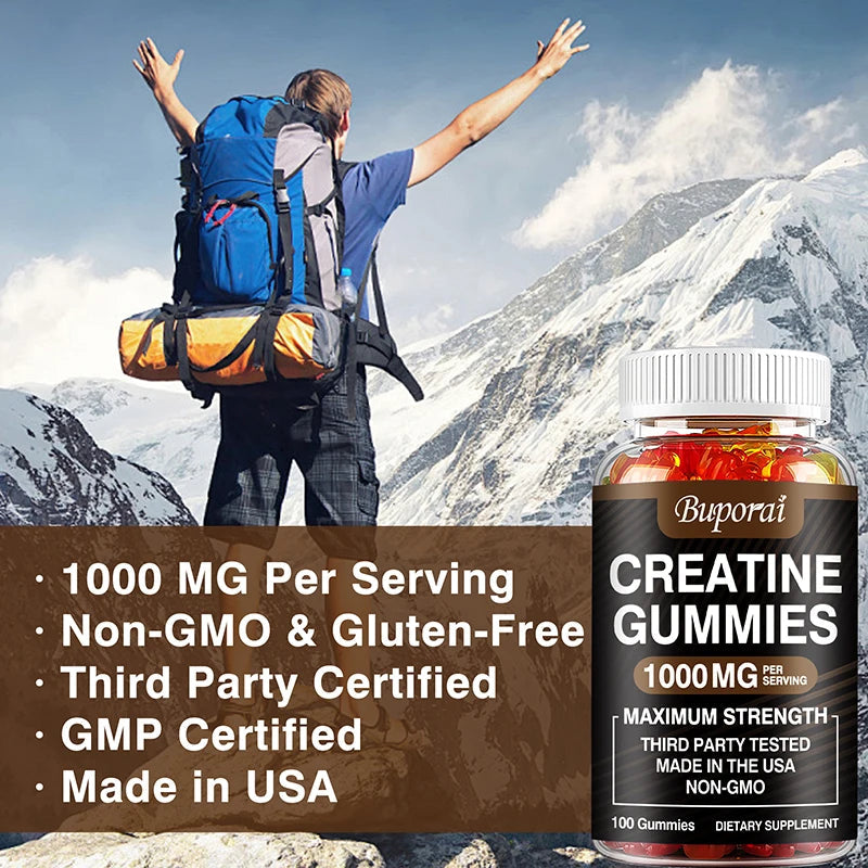 Creatine Monohydrate Gummies - Boost Energy, Build Muscle Mass, and Improve Athletic Performance BareGlow