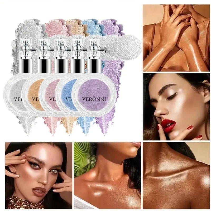 Diamond Highlighter Glitter Spray High Gloss Fairy Powder Shimmer Sparkle Powder Makeup for Face Body Highlight Face Body Makeup BareGlow