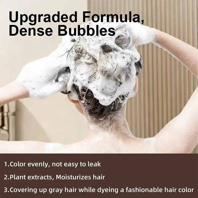 YUITIKUE Brown Hair Dye Shampoo | 4-in-1 Color, Moisturize, Nourish, Natural Ginger Formula 100ml BareGlow