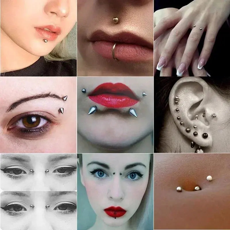 58pcs Non Piercing Lip Nails Sticker Selfadhesive Waterproof Reusable Fake Lip Nail Eyebrow Nose Ring Body Belly Button Jewelry BareGlow