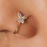 Fashion Gold Color Dragon Butterfly Fake Nose Ring for Women Africa Copper Helix U Shape Faux Aro Nariz Piercing BareGlow