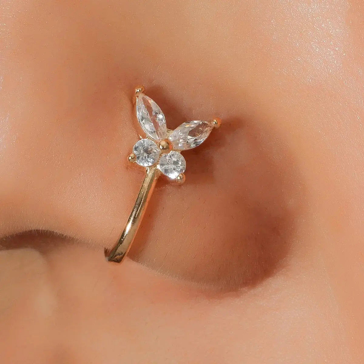 Fashion Gold Color Dragon Butterfly Fake Nose Ring for Women Africa Copper Helix U Shape Faux Aro Nariz Piercing BareGlow