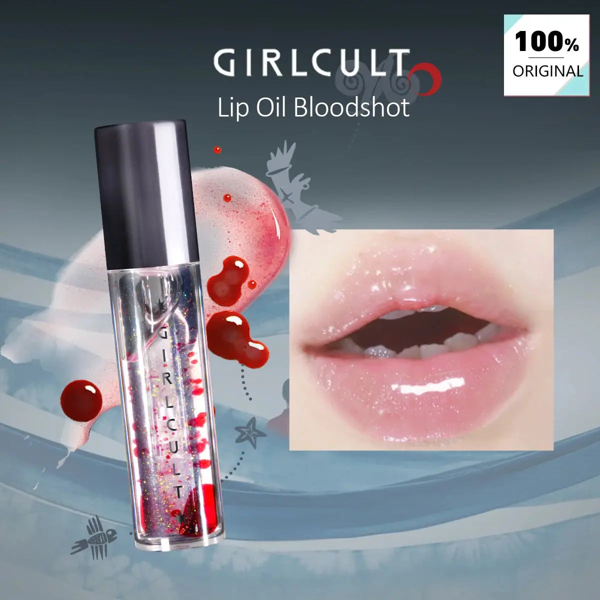 GIRLCULT Lip Oil Bloodshot,Smooth & Non-Sticky,Mirror-Like Shine,Long-Lasting & Vivid Color,Lip Care & Nourishing,Gentle Formula BareGlow