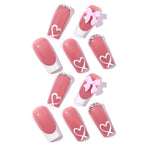 Chic Bows Tie Adorned Press On Nails Medium Long False Nails Full Cover Glossy Nude Square Acrylic False Nails Drop Shipping BareGlow