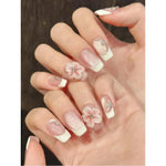 10 Pieces Medium Square Hand Press Nails, Suitable For Party And Daily Wear, Pink, Pink Nails BareGlow