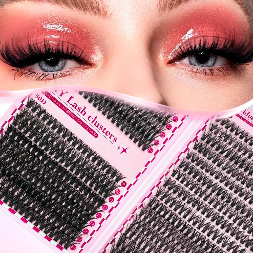 700PCS-30D/40D/50D 80D DIY Eyelash Extension Kit Mixed Length 9-16mm, D-Curl Eyelashes for DIY and Various Festive Celebrations BareGlow