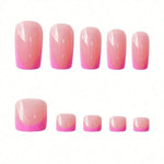24Pcs French Pink Square Nail & Toenail Combo Kit, Removable Reusable Press On Nails For Daily Wear BareGlow
