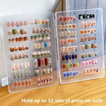 Empty Press on Nails Storage Box False Nail Packaging Set with Double-sided Adhesive Tape And 10 Acrylic Nail Display Sticks BareGlow