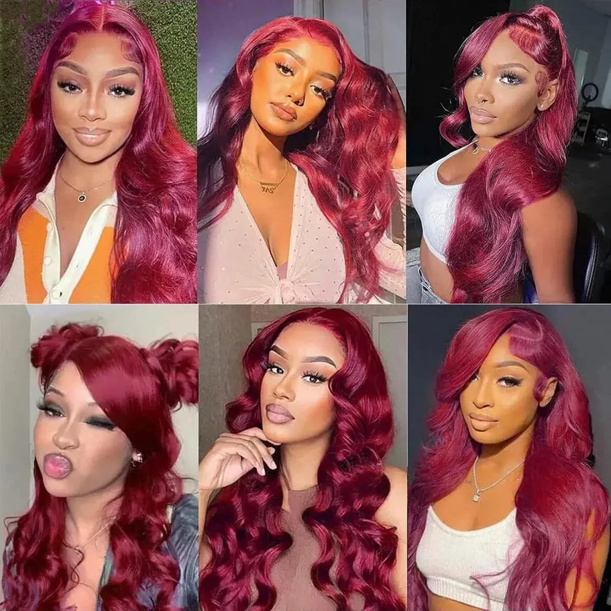 99j 220% Density 13x4 Wine Red/Burgundy Lace Front Straight Deep Wave Wigs BareGlow