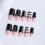24Pcs French Square Press On Nails Dark Style Matte Finish Press On Nails Artificial Manicure Tool Nail Tips Wearable Fake Nails BareGlow