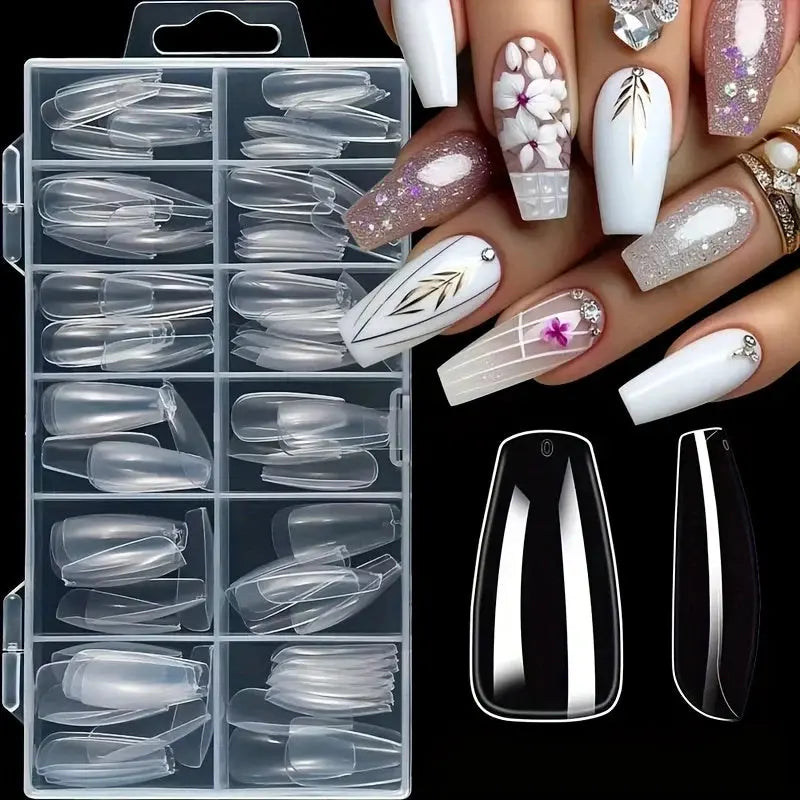 120 Pieces of Transparent Coffin/Mandarin/Aprilion/Square/Oval/Other Shape Style Boxed Nails BareGlow