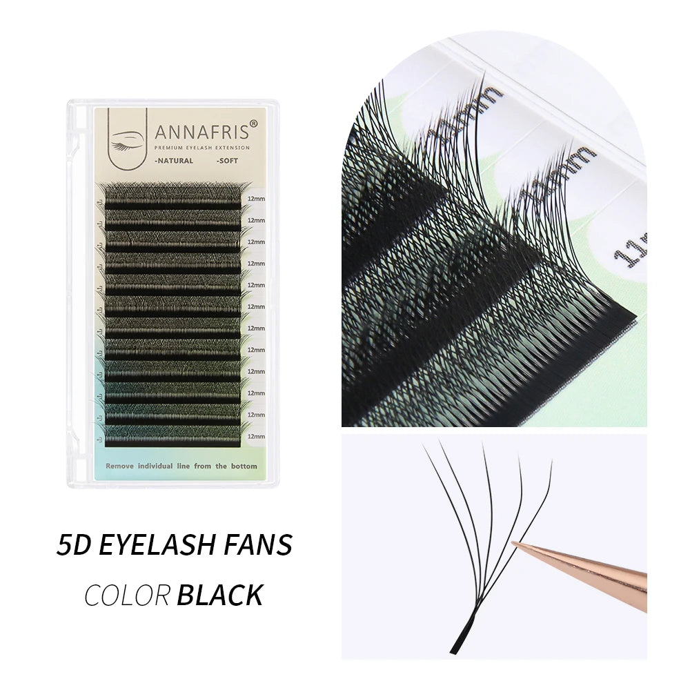 ANNAFRIS Premade Volume Fan YY 3D 4D 5D W-Shaped Lash Automatic Flowering W Lashes Extension Natural Soft Full Dense Mink Lash BareGlow