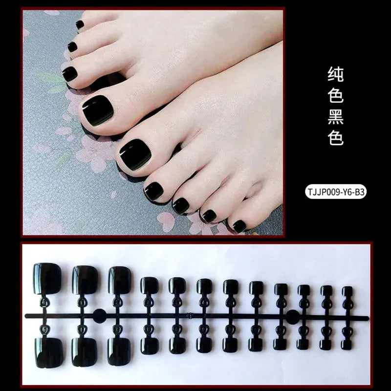 Shiny Rhinestone Purple French Fake Toenails Butterfly Summer Fashion Toe False Nails Detachable Press on Toenails with Glue BareGlow