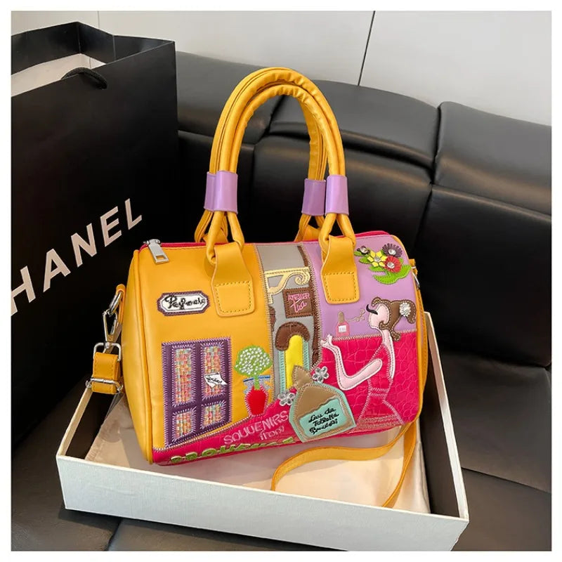 PU New Personality Stylish Shoulder Bags Design Patchwork Zipper 2025 Hot Sale Women's Bags Retro High Quality Women's Bags