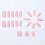 24Pcs Short Square Coffin False Nails French Glitter Wearable Fake Nails Tip Acrylic Full Cover Women Ballet Press on Nails BareGlow