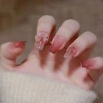 24 pieces of short trapezoid press-on nails, paired with 1 piece of jelly glue and 1 nail file BareGlow