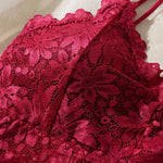 Women's Sexy Lace Bra Suit Solid Set Beautiful Back Hollow Out No Steel Ring Underwear With Lace Flower Breathable Panties BareGlow